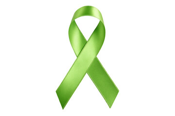 Green awareness ribbon symbolizing support and solidarity for various causes and campaigns awareness