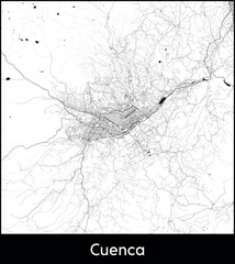 Obraz premium Cuenca city map, Ecuador - Topographic vector map poster