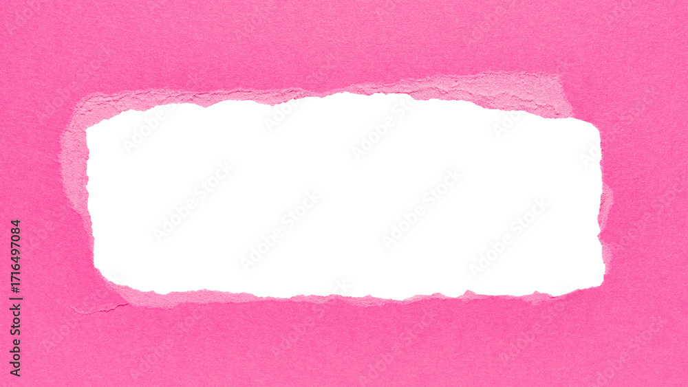 Poster pink paper message backdrop with rough edges and blank copy space for text in the middle, png templa