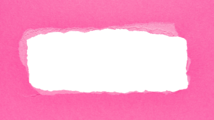 Pink paper message backdrop with rough edges and blank copy space for text in the middle, png template on transparent background design element