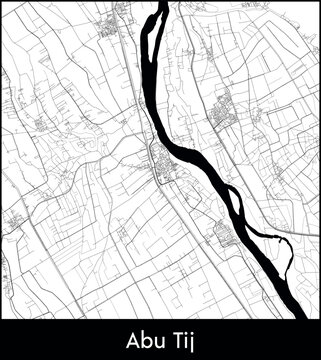 Abu Tij city map, Egypt - Topographic vector map poster
