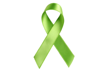 Green ribbon symbolizing mental health awareness on black background for support and education
