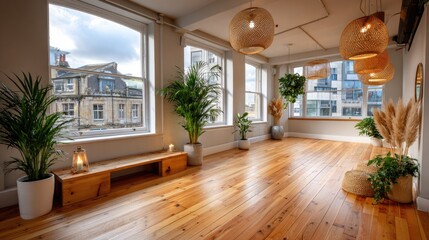 Light filled spacious yoga studio