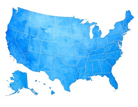 USA map, light blue watercolor style (1)