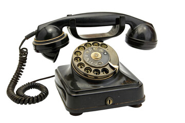 Vintage rotary dial telephone with classic design and antique black finish for decor enthusiasts