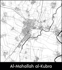 Naklejka premium Al Mahallah al Kubra city map, Egypt - Topographic vector map poster