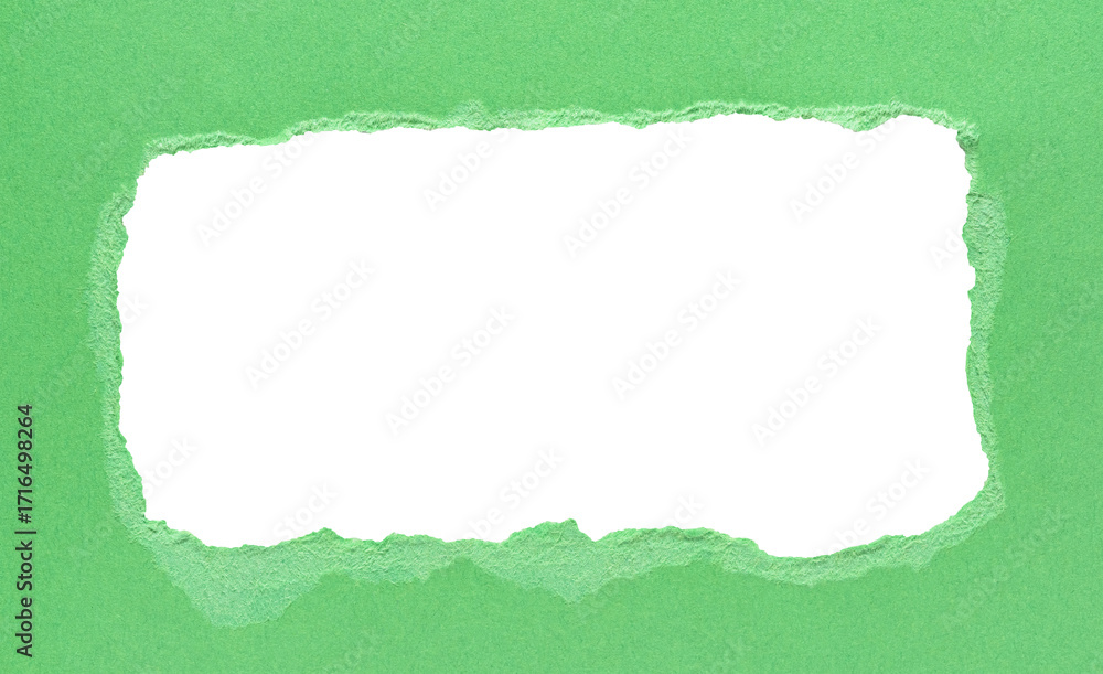 Poster green torn paper message backdrop with rough edges and blank copy space for text in the middle, png 