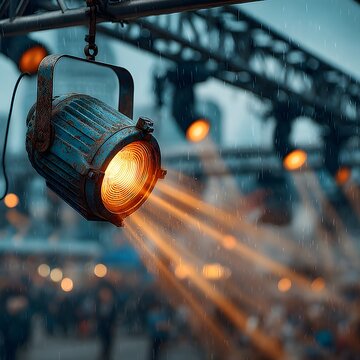 Retro par can spotlight with orange glow high resolution picture