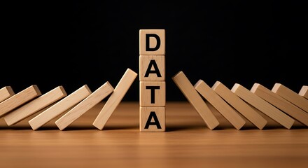 Data domino effect, business concept of information impact and risk