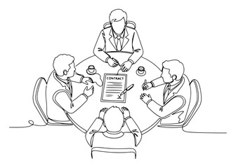 One Line Art of a Stressful Business Contract Meeting