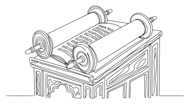 black and white torah scrolls on table clip art preview