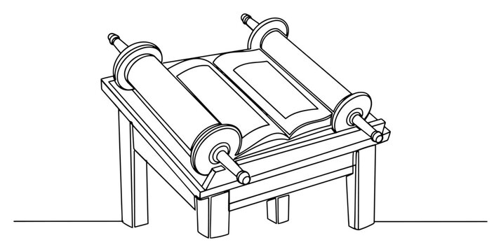 black and white torah scroll on table clip art preview