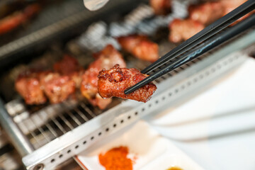 Chinese food. Grilled lamb ribs