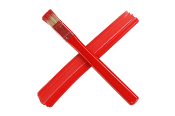Red paintbrush crossing red strokes on white background art concept design image in minimal style