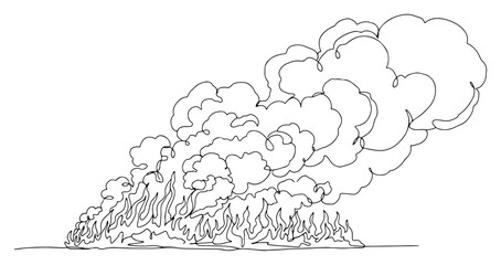 Massive Smoke Plume and Raging Flames