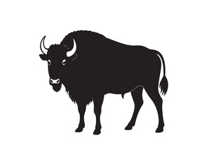 aggressive, Jumping, Angry, American, Bison Silhouette Vector Logo 