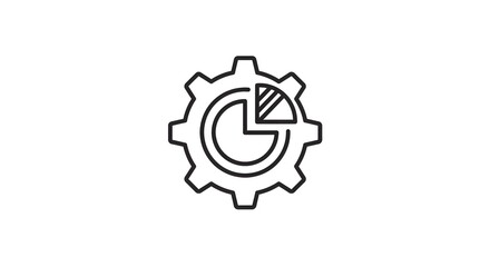 Minimal vector icon of gear with pie chart overlay