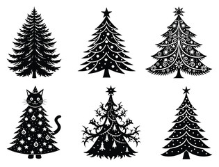 Ornate Swirl Christmas Tree Vector Illustration
