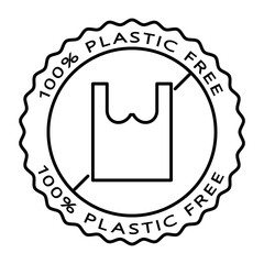 100% Plastic Free Badge Vector Icon
