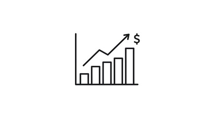 Outline icon of bar chart with dollar sign