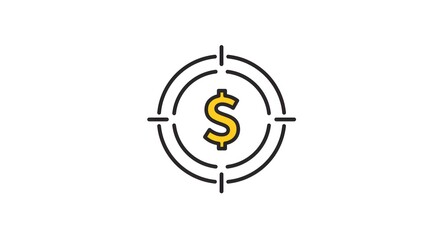 Outline icon of dollar sign inside target circle