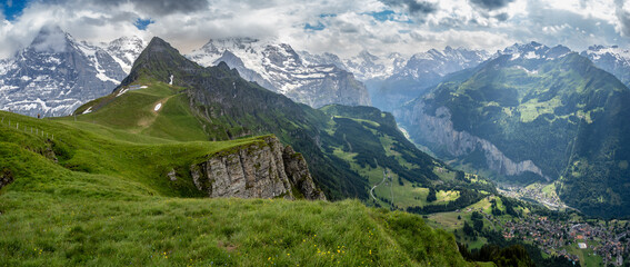 Lauterbrunnen valley and village from Manlinchen, Switzerland