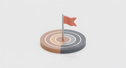 Abstract icon of circular chart with flag on top