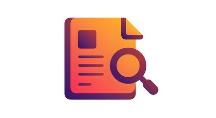 Abstract icon of document with magnifying glass overlay