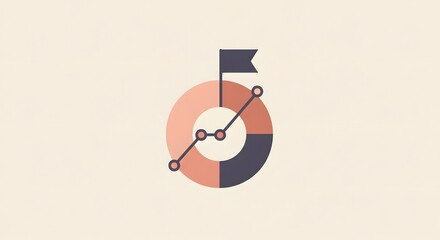 Abstract icon of circular chart with flag on top