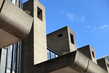 The Barbican Estate in the City of London showcases features of Brutalist architecture.