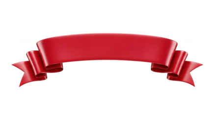 Red ribbon banner isolated on transparent background