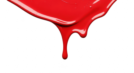Bright red paint dripping isolated on transparent background