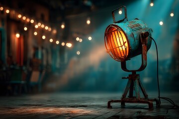 Vintage stage light with dramatic shadows high resolution picture