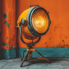 Vintage spotlight fixture glowing with industrial style high resolution picture