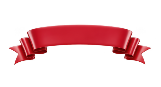 Red ribbon banner isolated on transparent background
