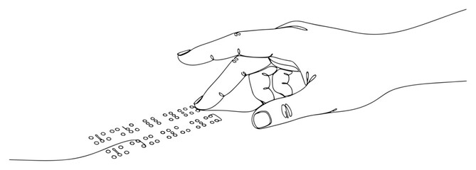 Hand Reading Braille Alphabet for the Blind black shape vector laser cutting engraving monochrome print