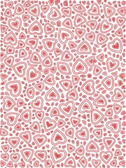 Fototapeta premium Motif de Coeurs Rouges et Roses sur Fond Blanc