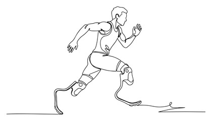 Paralympic Blade Runner Sprinting Line Art