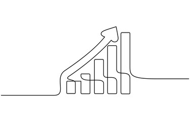 Continuous one line drawing of growing statistics graph vector illustration. EPS 10