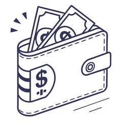 Wallet with dollar bills, representing financial success