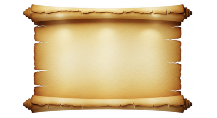 Old paper scroll isolated on transparent background