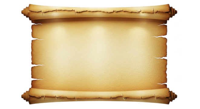 Old paper scroll isolated on transparent background