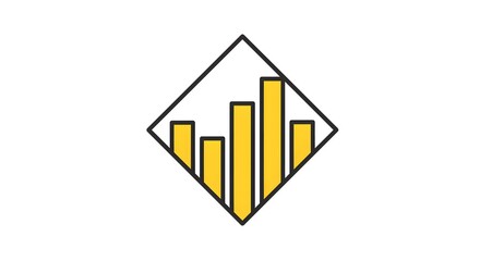 Flat vector icon of bar chart forming diamond shape