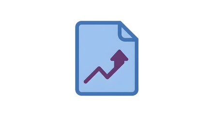 Flat vector icon of document with rising arrow