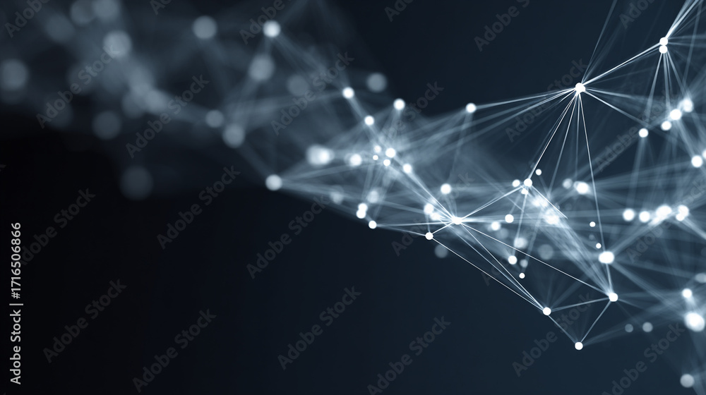 Poster abstract network glowing points and lines digital connection technology background