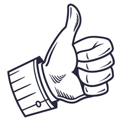 Hand giving a thumbs up gesture with a vintage style