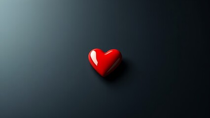 Fototapeta premium Elegant red heart shape on black surface, softly lit with delicate shadows for a simple yet striking image.