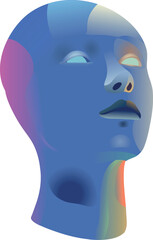 Abstract blue head illustration with smooth gradient colors, modern digital art style, perfect for tech, AI, and futuristic design projects.