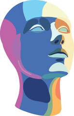 Abstract Portrait with Varied Color Palette