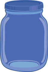 Illustration of a Blue Glass Jar with Lid